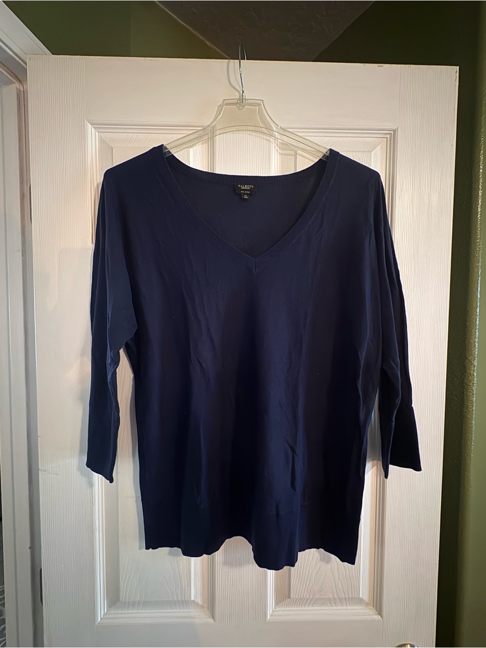 Talbots Classic Navy V-Neck Long Sleeve Sweater